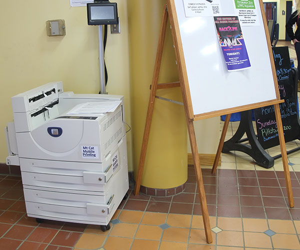 The wireless printer is now operational in front of the Student Union’s information desk. 