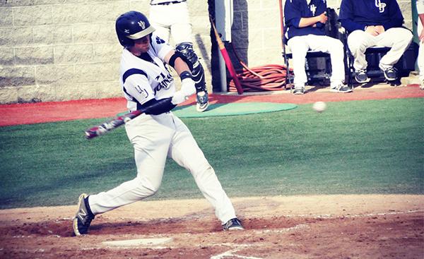 Pitt-Johnstown third-basemen Joe Galiardi swings at a pitch last season. 