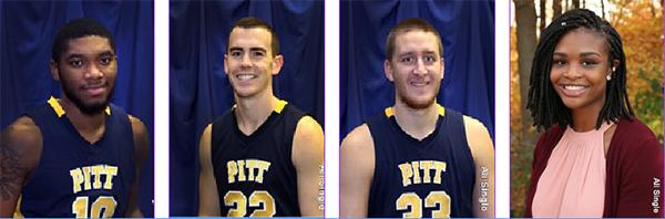 Basketball players (left to right) Rasaun Mosley, Jake Laravie, A.J. Leahey, Jamie Tabon. 