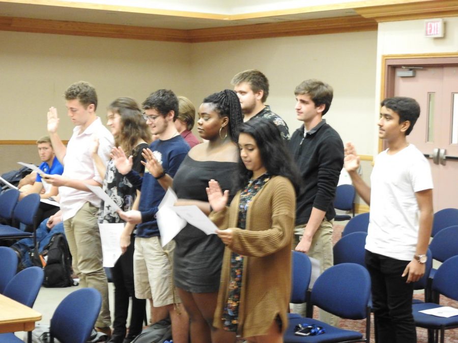 Nine freshmen senators were sworn into student government committees at a Sept. 17 student government meeting after having been elected by Pitt-Johnstown students services.

