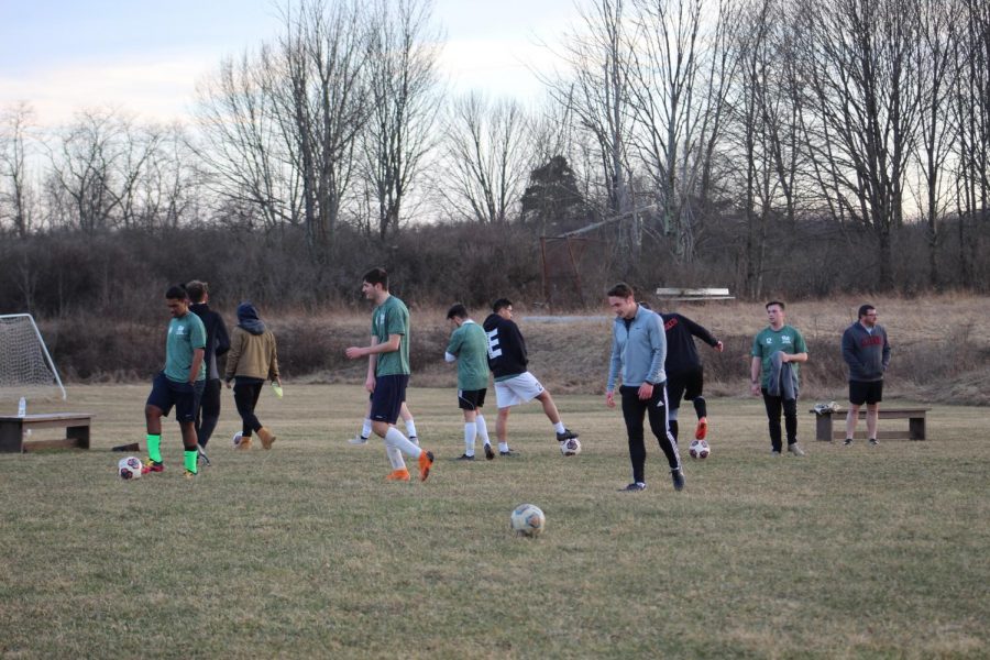 The Pitt-Johnstown men’s soccer team at the Metlife complex April 2.