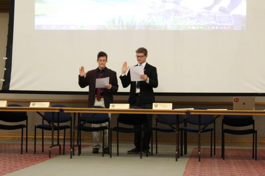 Student government President Devin Seiger was sworn into power by former president Sam Miller in the spring.